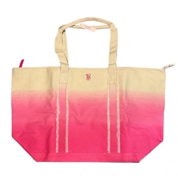 Victoria’s Secret Ombré Canvas Beach Travel Tote Bag - Picture 4 of 7